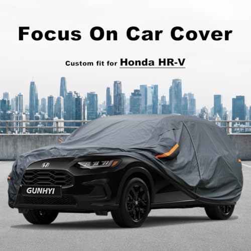 Image of GUNHYI Premium Car Cover Custom Fit Honda HRV HR-V (1998-2026), 16 Layers Heavy Duty Car Cover Waterproof All Weather with Zipper Door for Sun Rain Snow Dust Uv Protection