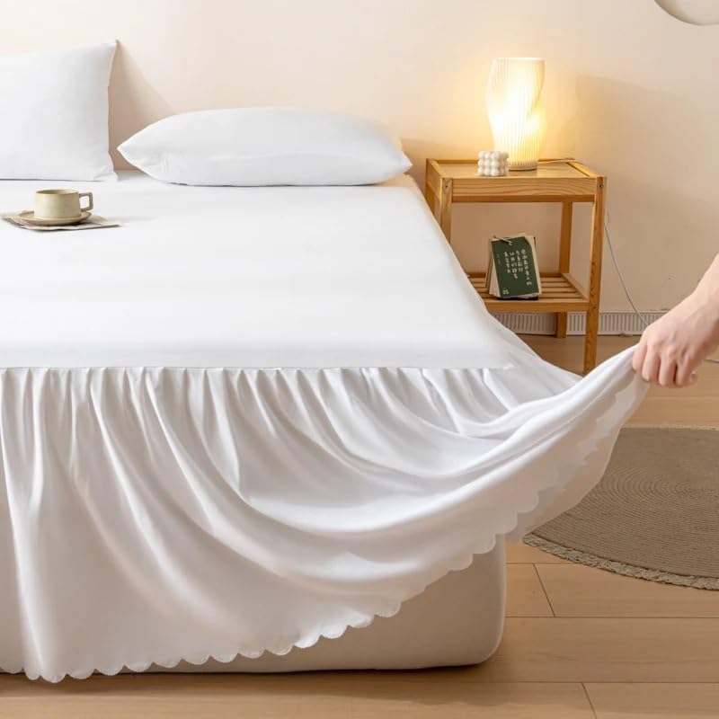 Bedrok effen kleur elastische bedrok thuis hotel slaapkamer bed zijdecoraties beschermend beddengoed verwijderbare bed band rok thuis textiel bed basishoes (kleur: roze, maat: 135 x 200 x 40 cm
