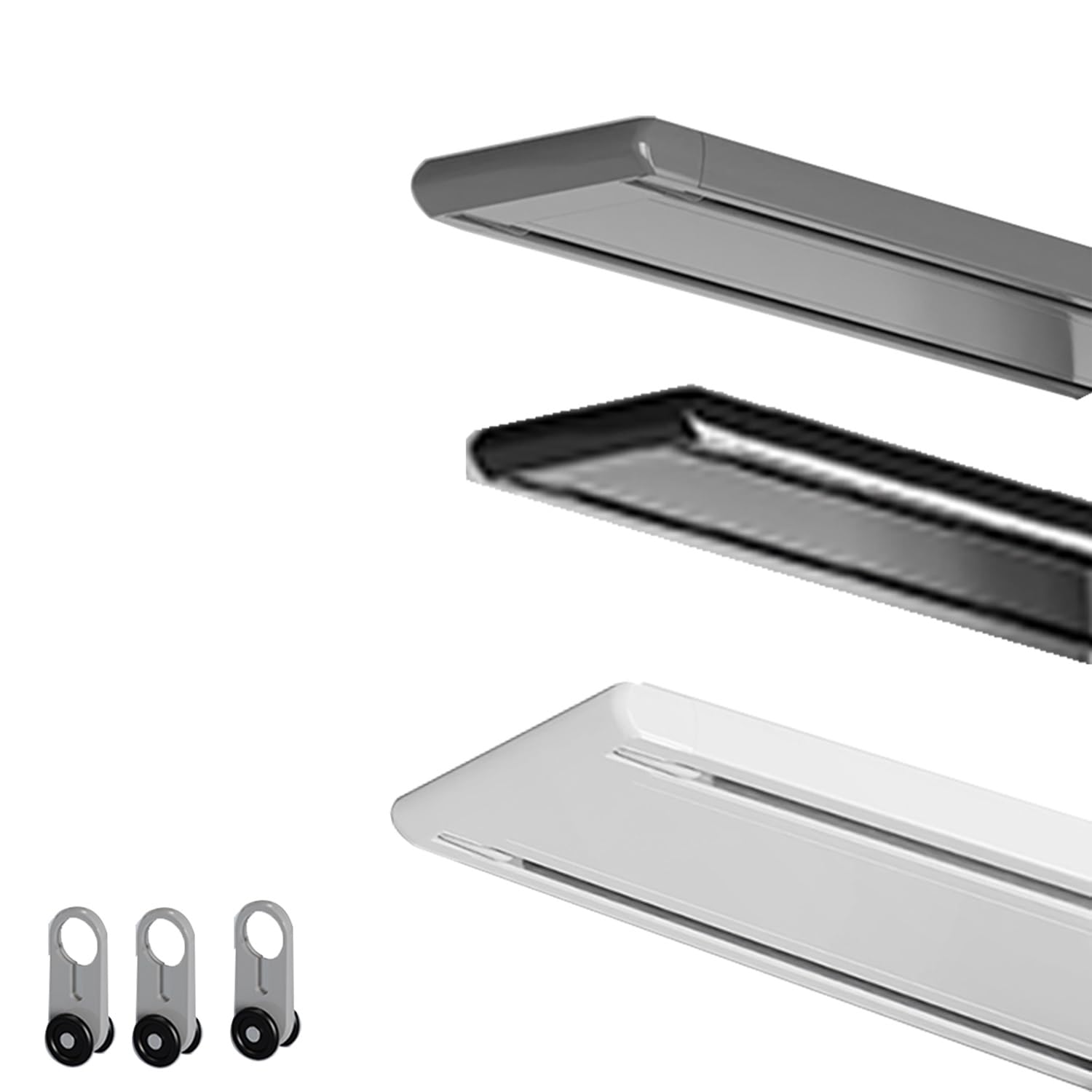 Système de rails de rideaux en aluminium avec rouleaux silencieux réglables de 100 à 420 cm en blanc/noir/gris (blanc 270 cm) - Parfait pour la décoration de la maison