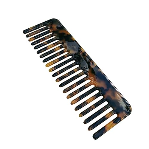 CLUB N'2 Peine de pelo ancho Amber Tortoise, peine de pelo desenredante unisex, peine de pelo peinado para tipos de cabello liso, ondulado y rizado