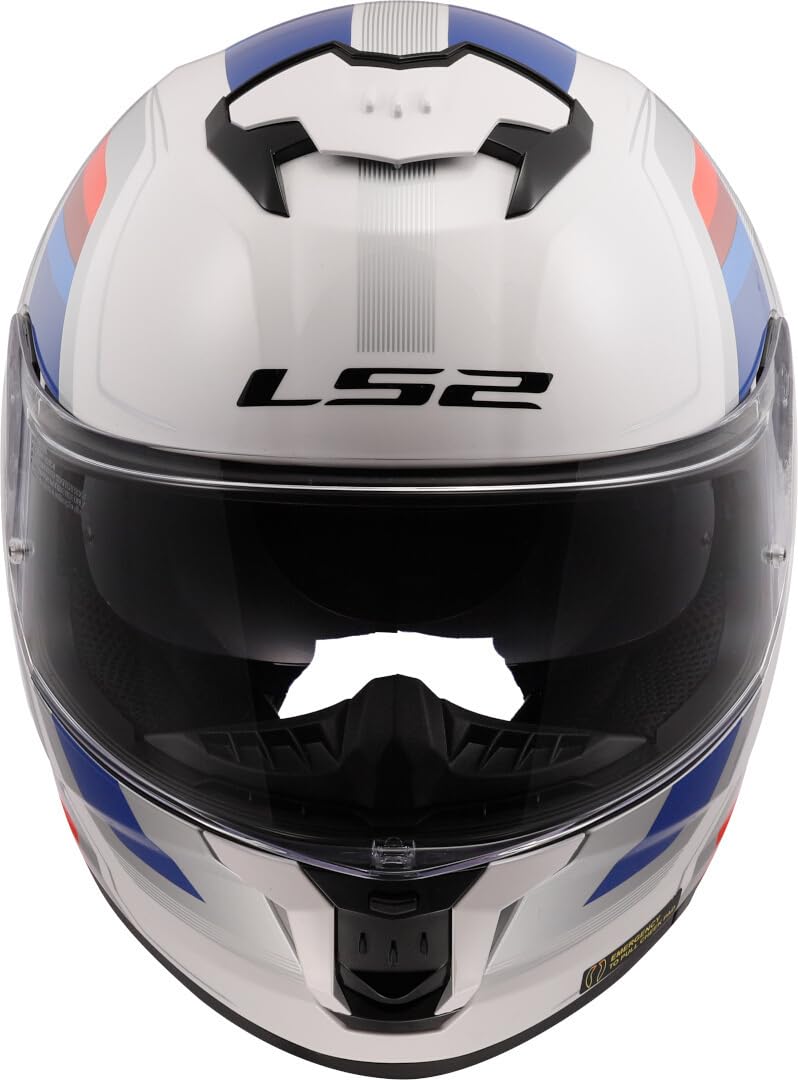 LS2 FF808 Vintage White Blue Red Dual Visor Ece22.06 Approved Full Face Motorcycle Helmet