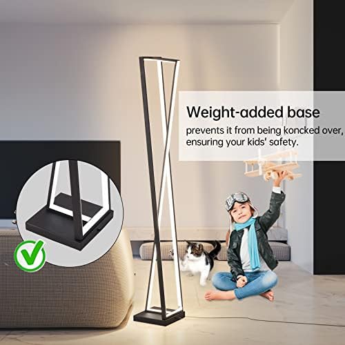 OERIY LED Floor Lamps, 3 Color Temperatures Dimmable Black Modern Spiral Creative Standing Light, 48W Memory Funcion Corner Lamp with Remote Control Standard Lamps Living Room Bedroom Office