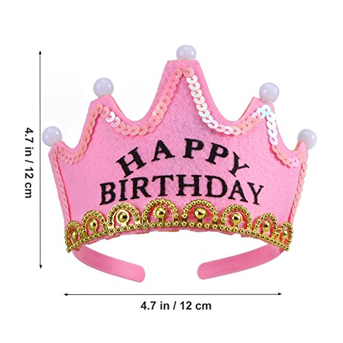 BeSTOYARD boné de festa de aniversário com luzes de LED piscante Happy Birthday Crown Tiaras King Pr