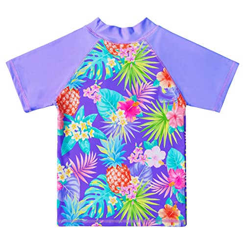 Image of TFJH E Girls Short Sleeve Swimwear Two Piece Swimsuit UPF 50+ Rash Guard Sets UV 3-12Y