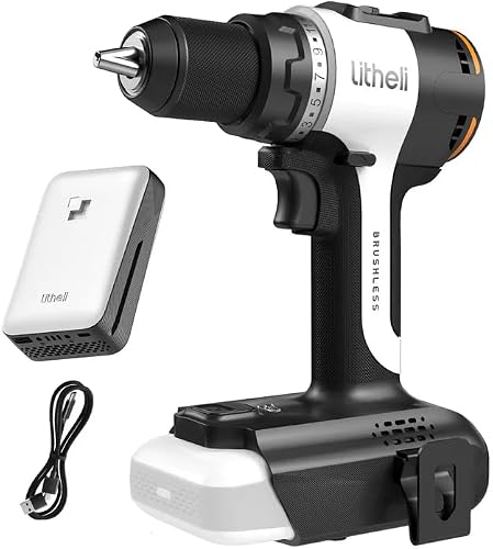 20V Brushless Cordless Drill Driver, 530 In-lbs High Torque, 1/2 Inch Keyless Chuck, 2000 RPM, 2.0Ah Battery (Power Bank Function), Type-C Charging, Lightweight Electric Drill for DIY