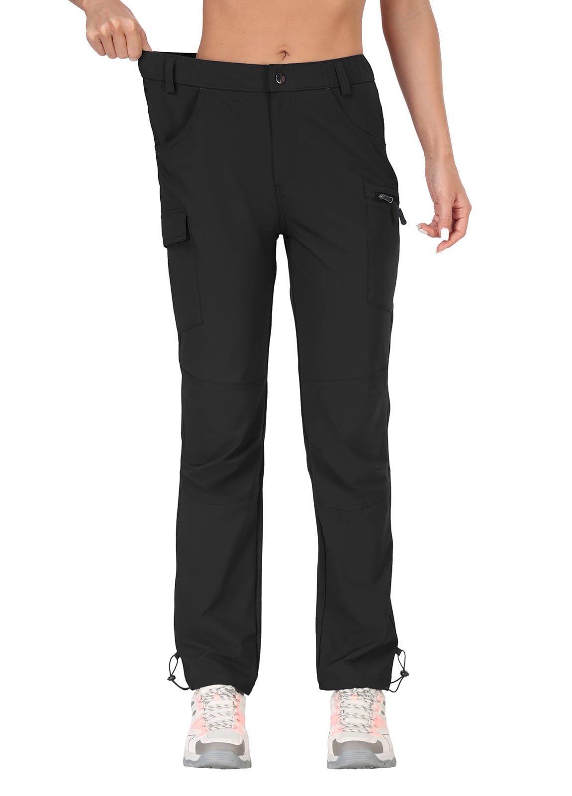 GymBrave Pantaloni Trekking Donna Cargo Capri 3/4 Estivi Leggeri Asciugatura Rapida con Tasche Zip Campeggio All'Aperto