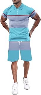 DDDHL His Three Piece Suit Conjunto de camiseta e shorts de manga curta masculina de verão 2 peças, Azul-celeste, XXG