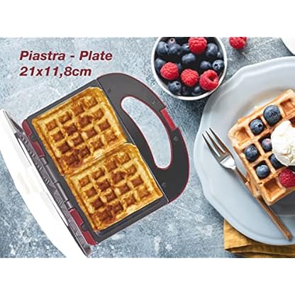 BEPER BT.602H Waffeleisen, 700 W, Kabel mit wärmeisolierendem Griff, Rot/Weiß – Bild 4