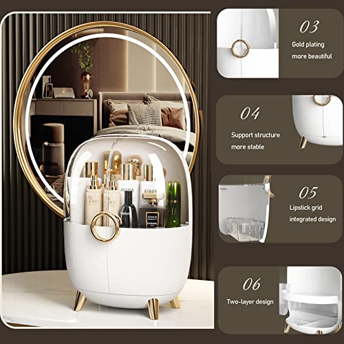 Makeup Organizers Dustproof, Waterproof Dressing-Case, Skincare Organizers With Clear Lids, Cosmetic Display Cases Suitable For Vanity, Bathroom Countertops And Bedroom Dressing Tables (White) #TOP5
