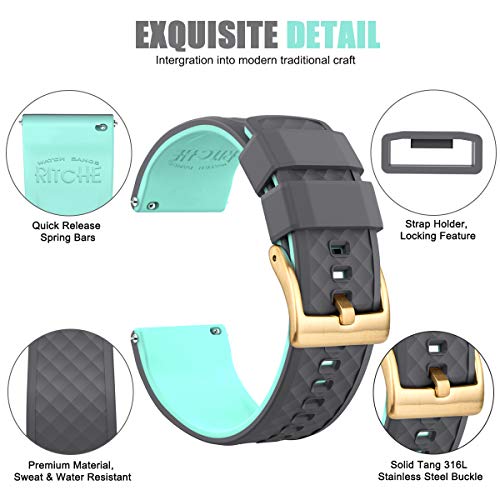 Image of Ritche Christmas Gift Silicone Watch Bands 18mm 20mm 22mm 24mm Quick Release Rubber Watch Bands for Men, White Elephant Gifts, Stocking Stuffers For Men