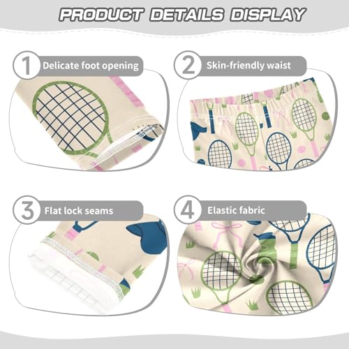 Tennis Cup and Bow Girls Leggings,Workout Leggings for Girls Toddler Athletic Leggings Size for 3-10T3