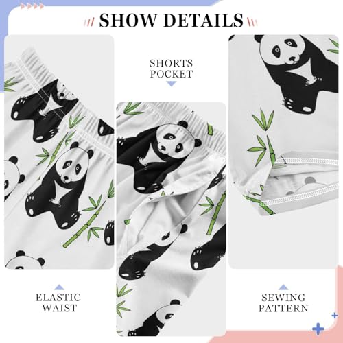 ZZXXB Black and White Panda Print Boys Long Pants Soft Trousers Elastic Waist Kids Lounge Bottoms with Pockets S-XL4