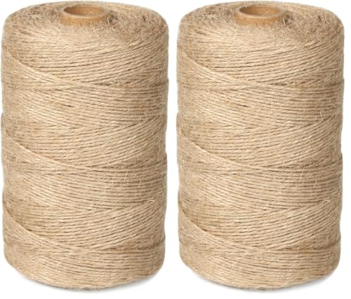 Image of PerkHomy 1100FT Jute Twine String 2mm 3ply Natural Thin Twine for Craft Gardening Gift Wrapping Packing Material Wedding Christmas Decoration Bulk (Pack of 2)