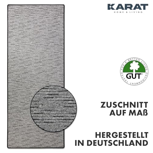 KARAT Teppich Läufer Geneva - Teppichläufer auf Maß - Meterware - Flurteppich - Küchenläufer - Teppich für Küche, Flur & Wohnzimmer (80 x 100 cm, Anthrazit)