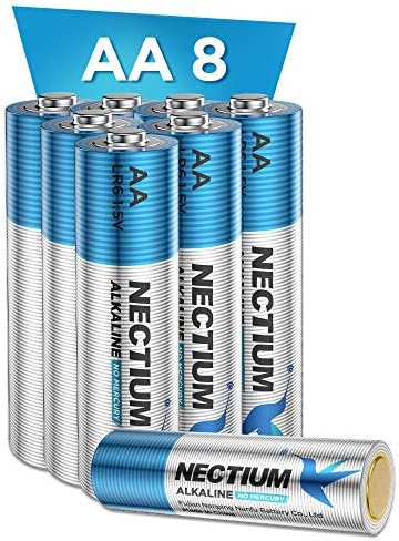 NECTIUM Superior Performance AA Batteries 8 Count Alkaline Pure-Gold-Bottom IoT Batteries Ultra Power Long Lasting for IoT Devices Smart Lock