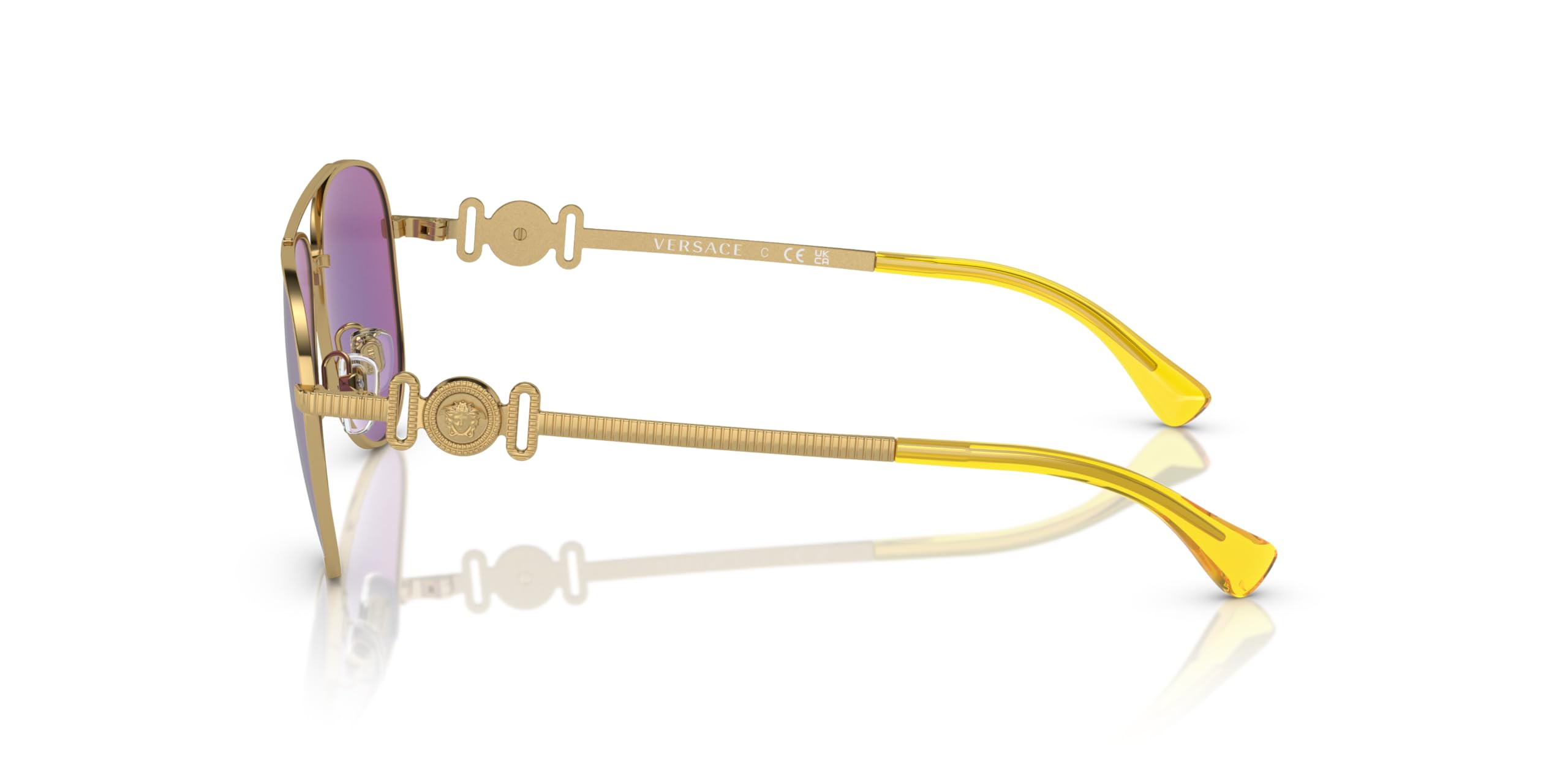 Versace Child Sunglasses Gold Frame, Light Green Mirror Green Lenses, 52MM