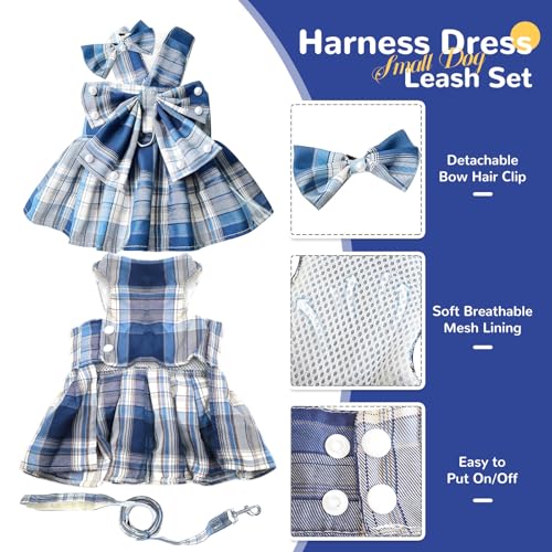 Robe bleue pour chiot Shih Tzu résolvant le problème de traction au cou