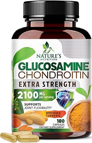 Glucosamine Chondroitin Turmeric Msm Boswellia - Triple Strength Glucosamine Sulfate Joint Support Supplement - Support for Joint Health and Mobility - Includes Quercetin, Bromelain - 180 Capsules