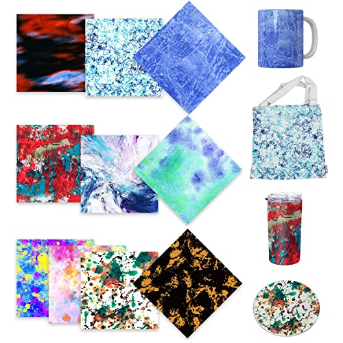 LUCKIGUCK Infusible Transfer Ink Sheets Solid color 10pcs/set, Heat Pre-Printed Sublimation Paper 30,5 x 30,5 cm, Hoja de Transferencia de Colores y Patrones for Mugs and Cloths (Watercolor) Cover