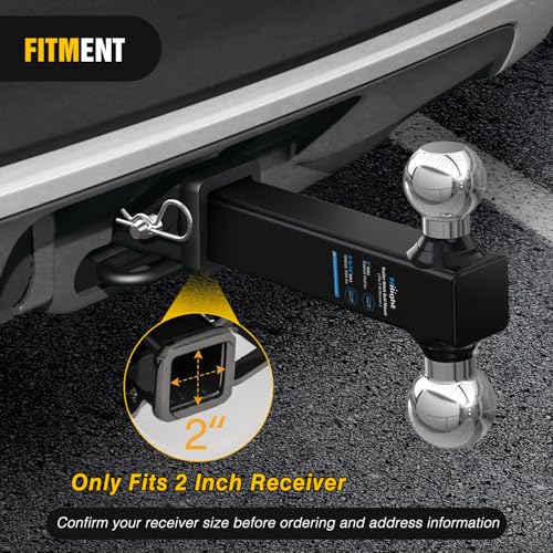 Image of Nilight Trailer Hitch Ball Mount, 2 Inch, 2-5 /16 Inch Balls, Fits 2 Inch Square Receiver, 10,000 lbs