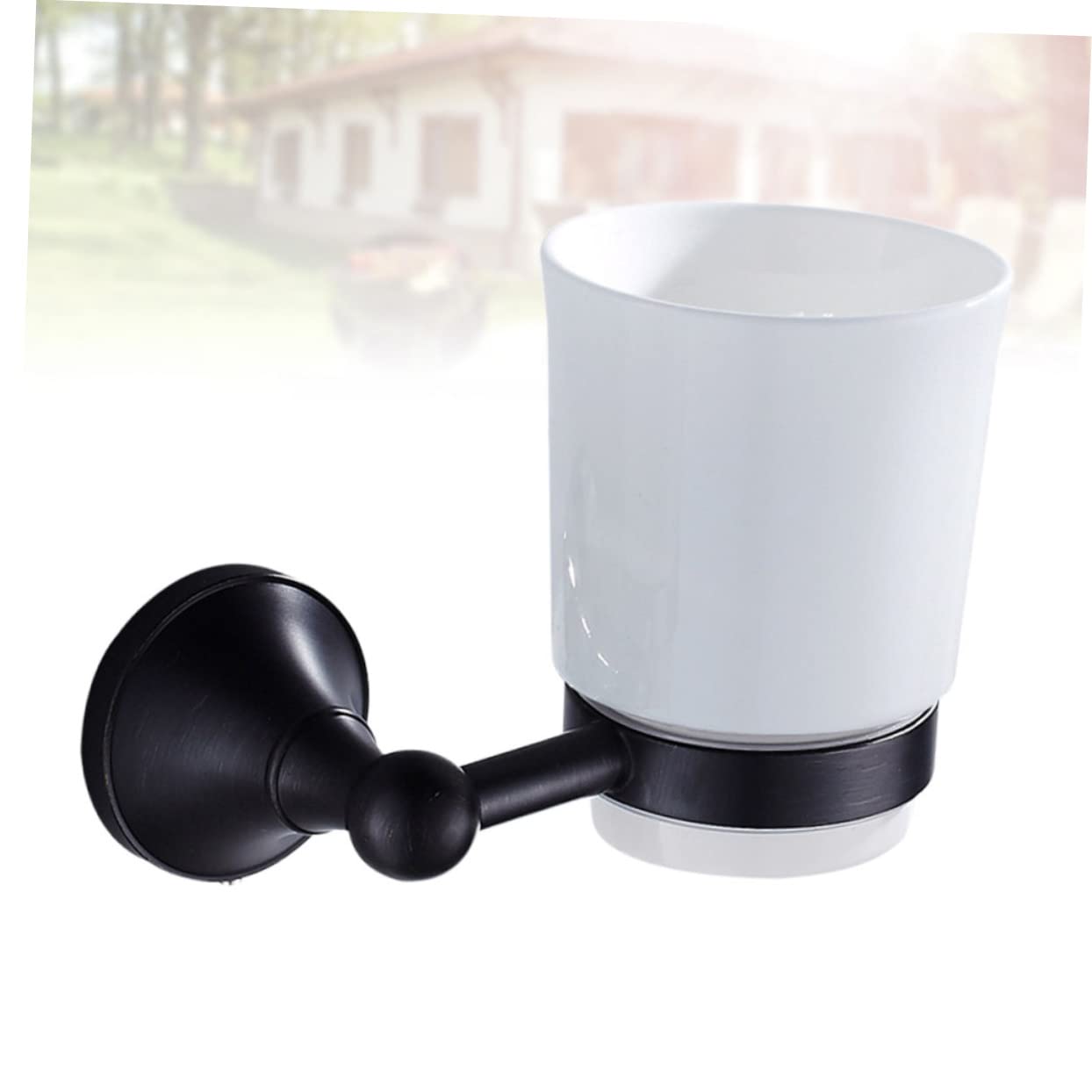 KOMBIUDA Portavasos Retro para Baño Individual De Cerámica Soporte para Vaso De Cepillo De Dientes Colgador De Pared para Organizacion De Espacio