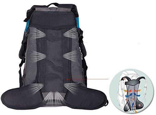 WASING 55L Internal Frame Backpack Hiking Backpacking Packs for Outdoor Travel Climbing Camping Mountaineering with Rain Cover - Lightblue - Thumbnail 4