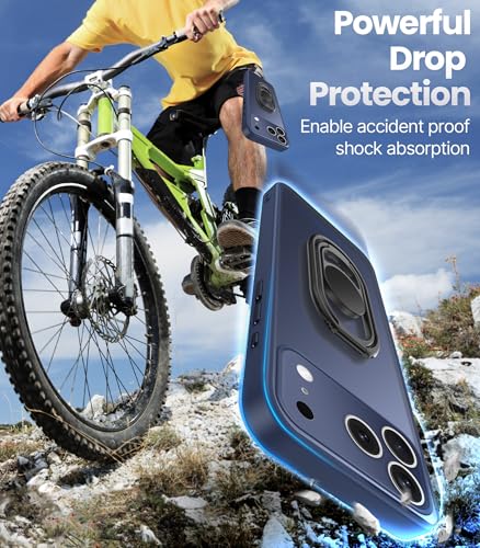 Image of Shields Up for iPhone 17 Pro Max Case with Stand, Phone Case Clear with Double Ring Holder [Adjustable & Foldable] Shockproof Protective Matte Cover for iPhone 17 Pro Max 6.9 inch - Frosted Blue