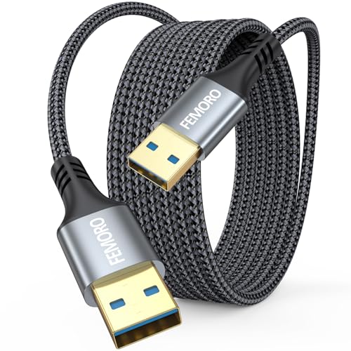 USB to USB Cable 10ft, USB 3.0 A 5Gbps Data Transfer & 12W Charging Male to Male Cord, 10 Feet Long USB-A Cables Compatible with Hard Drive Enclosures Laptop Cooler Monitor PC TV KVM DVD Player