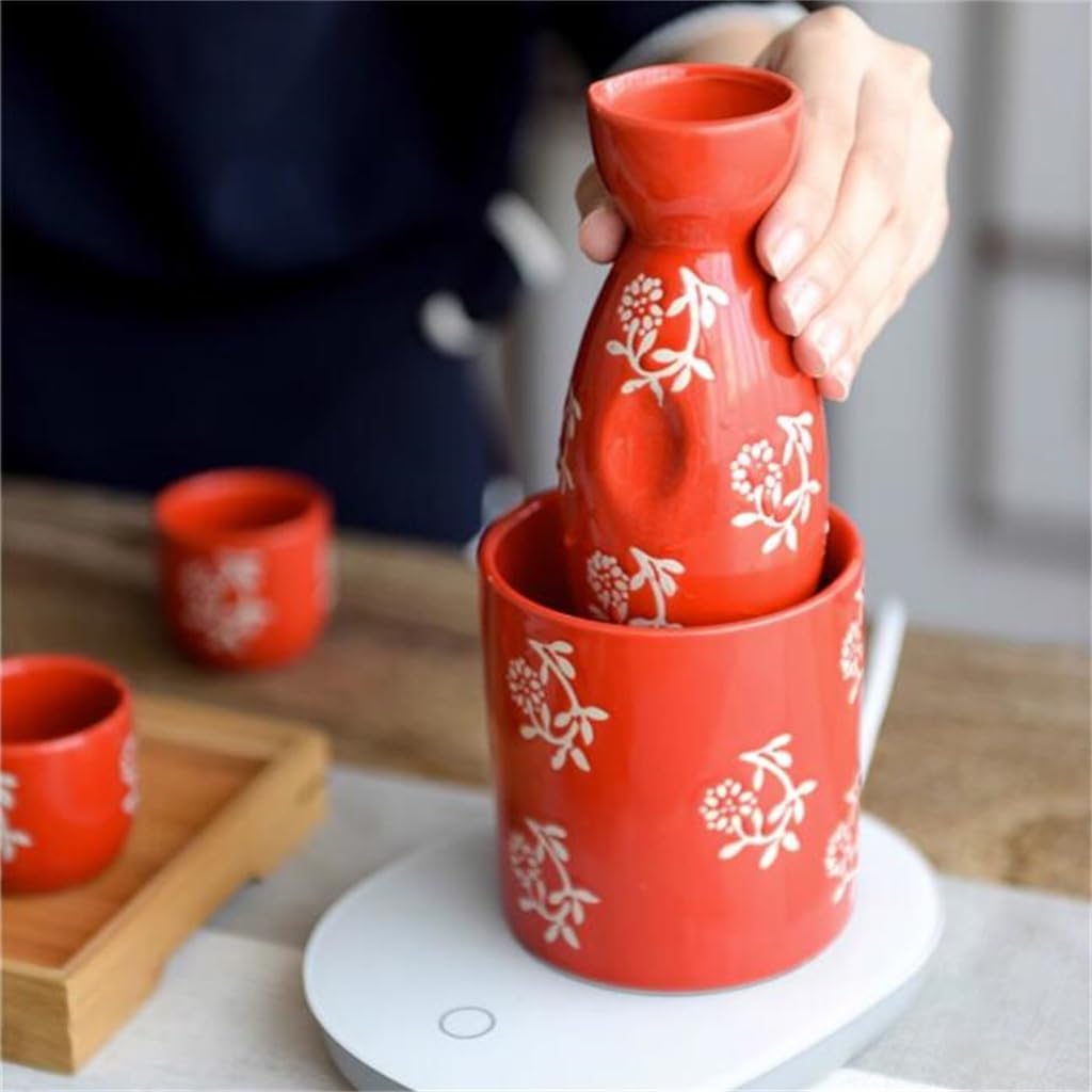 Antique Ceramic Wine Set Set White Wine Cup Home Retro Small Wine Pot Wine Glass Dispenser (