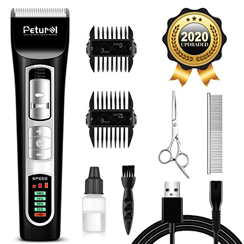 Dog Clippers Shaver 12V High Power for Thick Heavy Coats Quiet Plug-in Pet Electric Professional Hair Grooming Clippers kit with Guard Combs Brush for Dogs Cats
