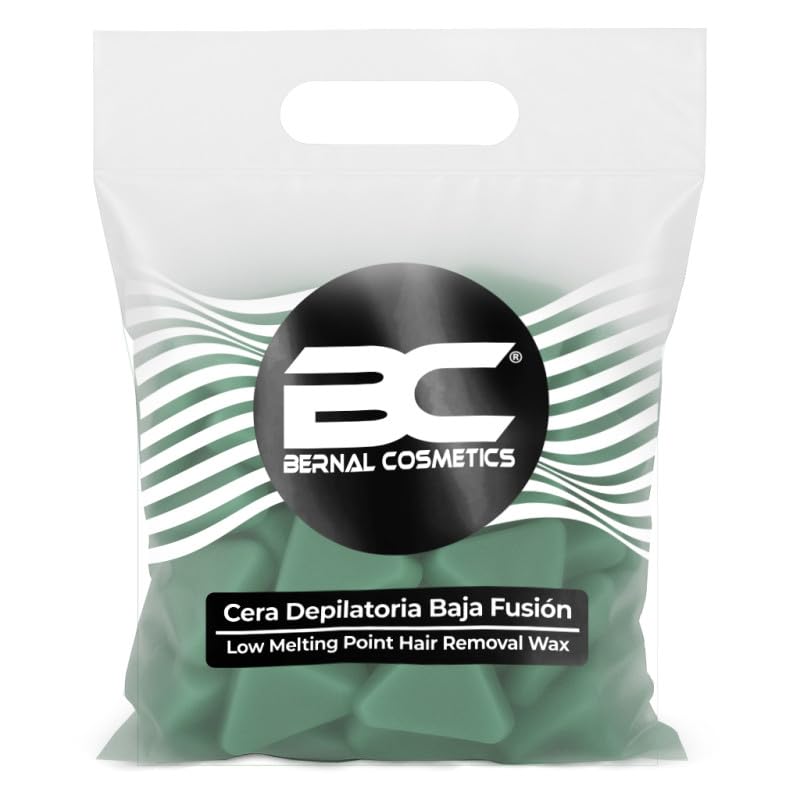 BC Cera Depilatoria Verde 1kg - Cera Española Elástica de Baja Fusión para Piel Sensible, Depilación Profesional Facial y Corporal Sin Bandas