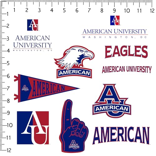 Image of American University 10ct Vinyl Large Deluxe Stickers Variety Pack - Laptop, Water Bottle, Scrapbooking, Tablet, Skateboard, Indoor /Outdoor - Set of 10
