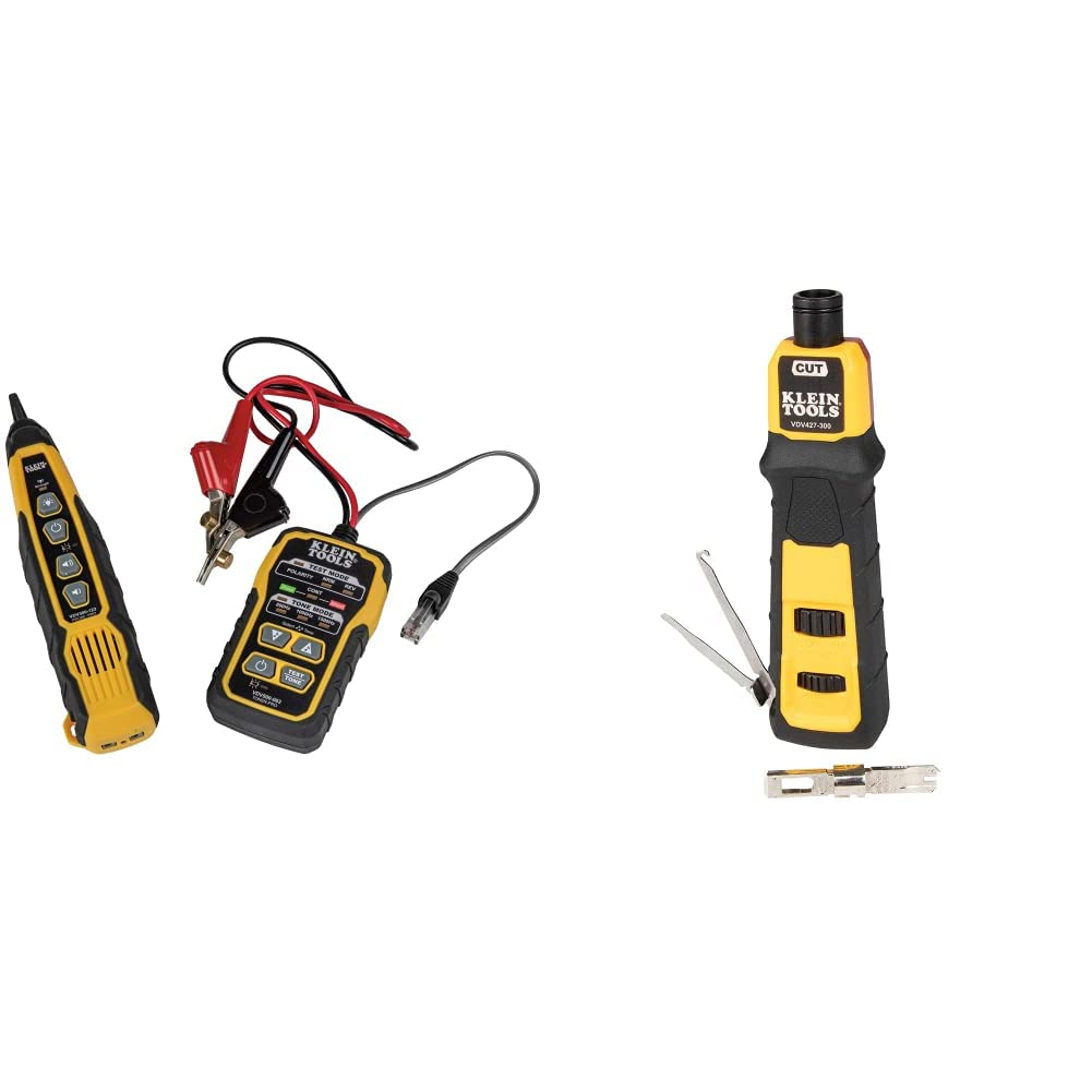 Klein Tools VDV500-820 Cable Tracer with Probe Tone Pro Kit for Telephone, Internet, Video, Data and Communications Cables & Klein Tools VDV427-300 Impact Punchdown Tool, 66/110 Blade