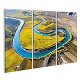 islandburner Prime Bild auf Leinwand Herbstliche Flusslandschaft aus der Luft für Wohnzimmer Naturliebhaber Gartenbauunternehmen Bilder Wandbilder Poster