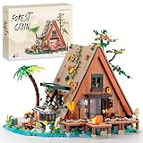 Vziimo A-Frame Cabin Building Set, MOC Ideas Cabin House Collectible Model Kit with LED for Adults and Kids Age 12+, Gifts for Nature and Architecture Lovers (1486 Pcs)