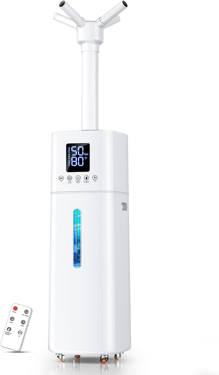 15L/4Gal Humidifier Large Room, 600mL/h Misting, 1200ft² Coverage, Auto Humidity Control, 72H Runtime, Top Fill, Aroma Diffuser, Sleep Mode, 12H Timer, Auto Shutoff Protection White