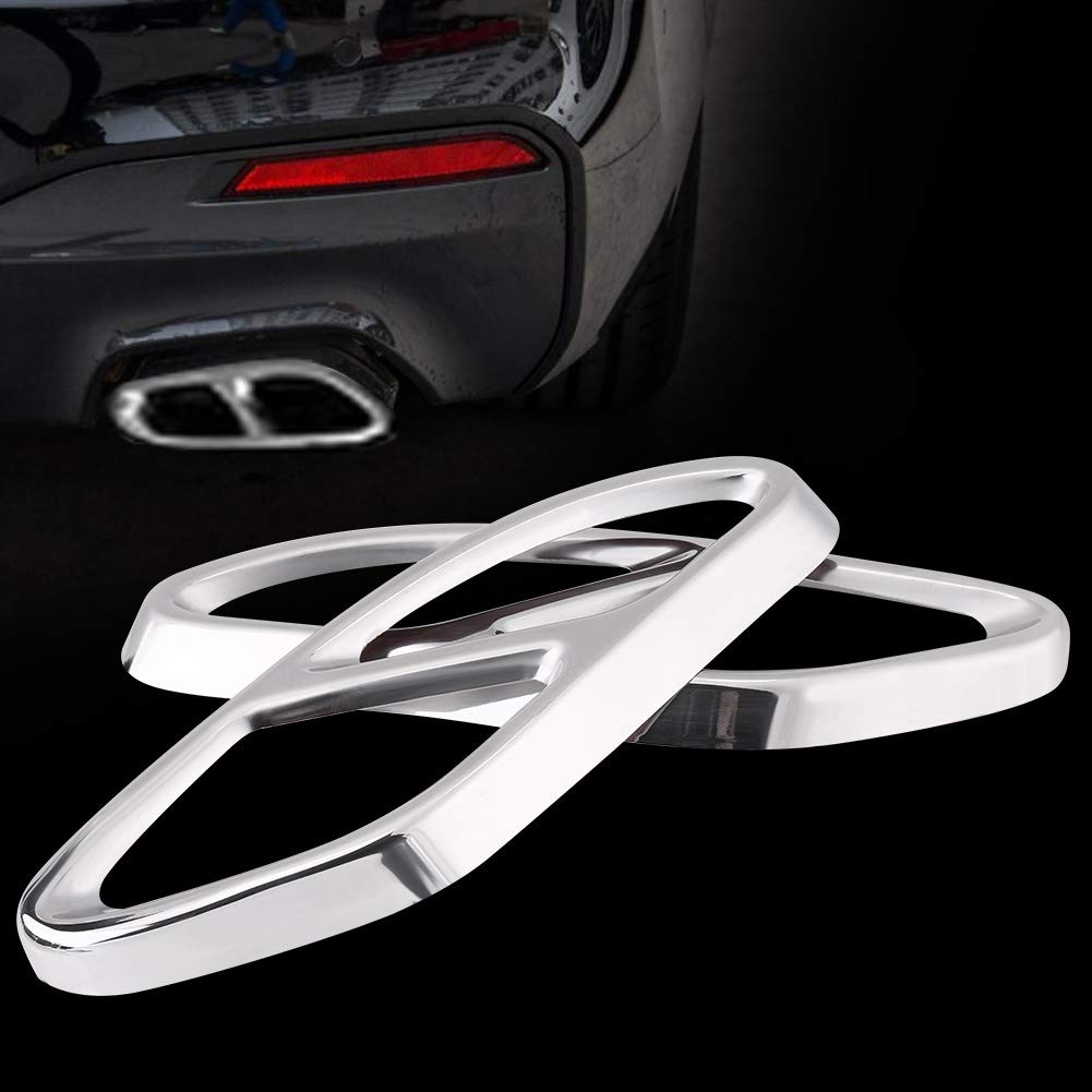 Embellecedores de escape, cubierta del tubo de escape 1 par de embellecedores de la cubierta del tubo de escape del silenciador de escape para Mercedes-Benz GLC C Clase E C207 Coupe 14-17(Plata)