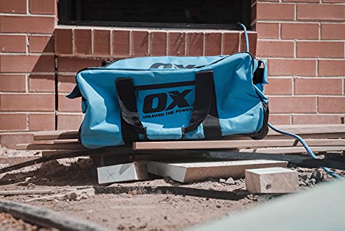 Ox Tools Pro Series 24-Inch Wide Mouth Tuff Tool Bag With Built-In Wheels | Shoulder Strap & Heavy-Duty Zipper #TOP7