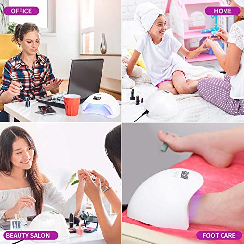 48W UV LED Nail Lamp,with Sensor,4 Timer Setting for Gel Fingernails Toenails,LED Display,Professional Nail Polish Curing Light Suitable for Novices,Home and Salon,Detachable Magnetic Tray - Thumbnail 7