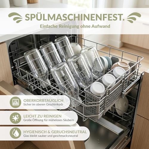 Foto von casavetro 15 Milchflaschen 250ml Glas mit Schraubverschluss, Glasflaschen 250 ml Weithals zum Befüllen, Saftflaschen Smoothie