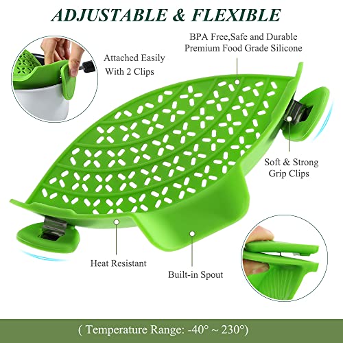 Yevior Clip On Strainer For Pots Pan Pasta Strainer, Silicone Food Strainer, Clip-On Kitchen Food Strainer For Pasta, Spaghetti, Adjustable Pots Pans And Bowls Strainers- 2Pack #TOP2