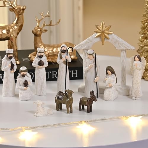 AOMOONOA White Nativity Set