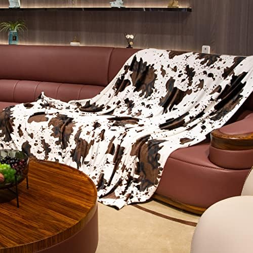Fleece Cow Print Blanket Queen Size, Bed Blanket Soft Fuzzy Cozy Lightweight Cow Throws Warm Blankets Plush Gift Cow Home Decor 90" x 90"