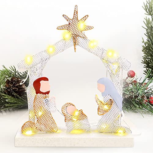Chuangli Nativity Sets For Christmas Decoration First Christmas Story Holy Family Nativity Figure Set Solar Led Nativity Scene Xmas Manger Set Indoor Christmas Holiday Tabletop Display Nativity #TOP6