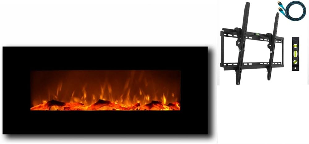 Electric Fireplace Wall Mount with Tv Wall Mount Bracket for 32-65" Bundle Set