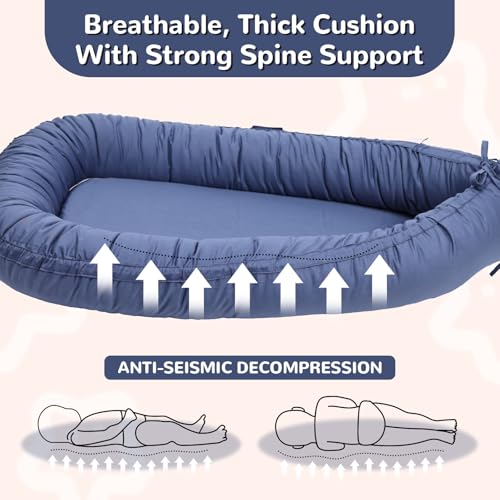 Image of EAQ Baby Lounger, Infant Lounger for Newborn,Portable Baby Nest Cover Breathable & Soft, Newborn Essentials