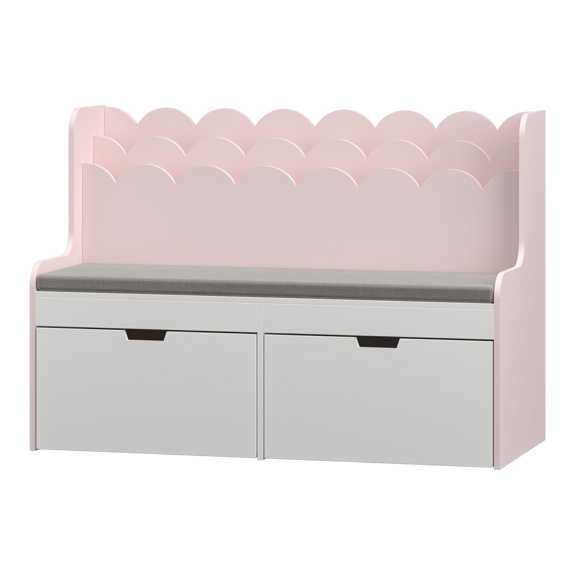 Kinder Sitzbank mit Bücherregal Vestnes 100 x 45 x 70 cm Wellendesign Cotton Candy/Weiß