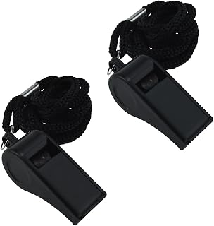 Professional Outdoor Sports Whistles with Lanyard Loud Crisp Sound Plastic Whistles for Referees, Outdoor Sports Gym and Emergency, 2 Pack