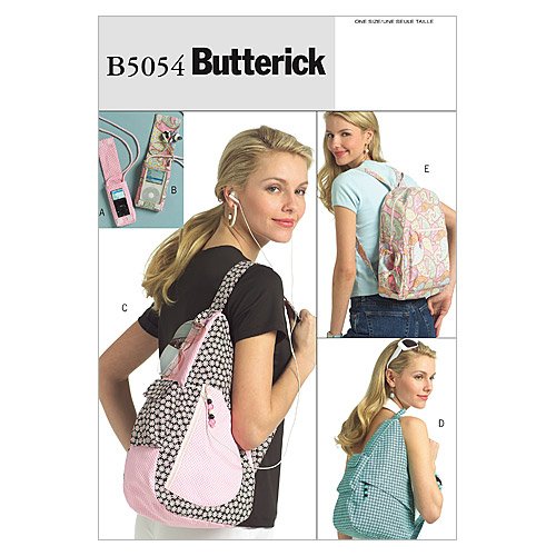 BUTTERICK PATTERNS B5054 Young Adult Backpacks and Mp3 Player Cover, One Size Only