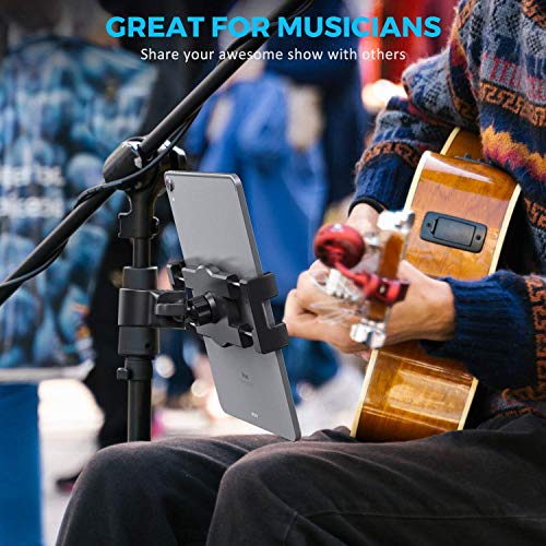 Spin Bike Tablet Holder Mount, Phone Ipad Holder Stand Exercise Bike Handlebar Mount For Stationary Bicycle, Treadmill, Microphone Stand, Fit For Ipad Pro 12.9, Air, Mini, Galaxy Tabs, Iphone(4.7-13”) #TOP3